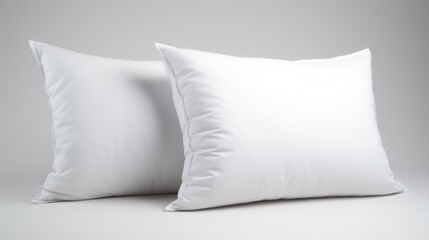 Soft white pillows elegantly displayed on a minimalist background for home decor and comfort concepts. Perfect for sleep and relaxation themes.
