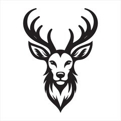 Fototapeta premium Deer head icon symbol vector illustration. Deer silhouette logo black and white. Deer logo vector template. 
