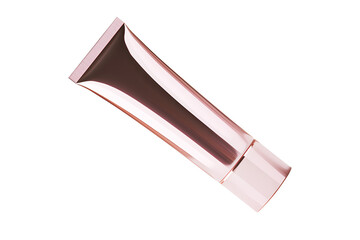 Tube plastic cream or light pink portable isolated on cut out PNG or transparent background. Collapsible squeeze tube cosmetic containers with flip lid. Modern tube packaging hand skin care products.