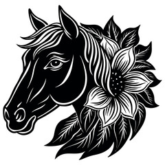 Obraz premium Print he picture is a horse head line art silhouette.