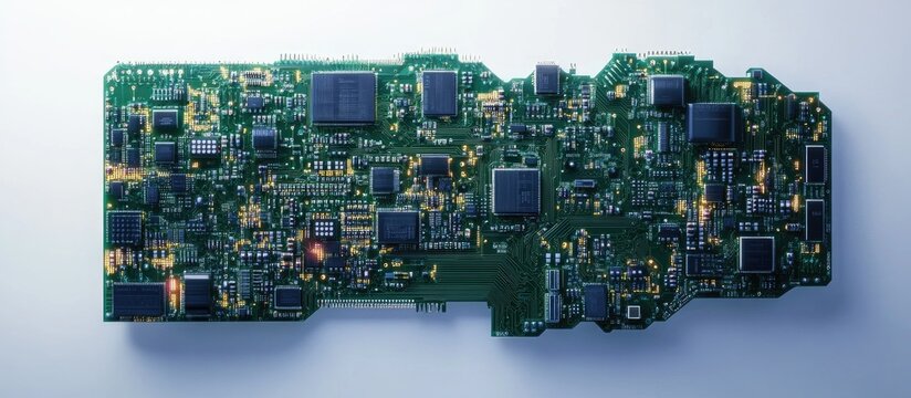Mainboard of outdated fax machine on white background showcasing technology obsolescence and evolution in electronic devices