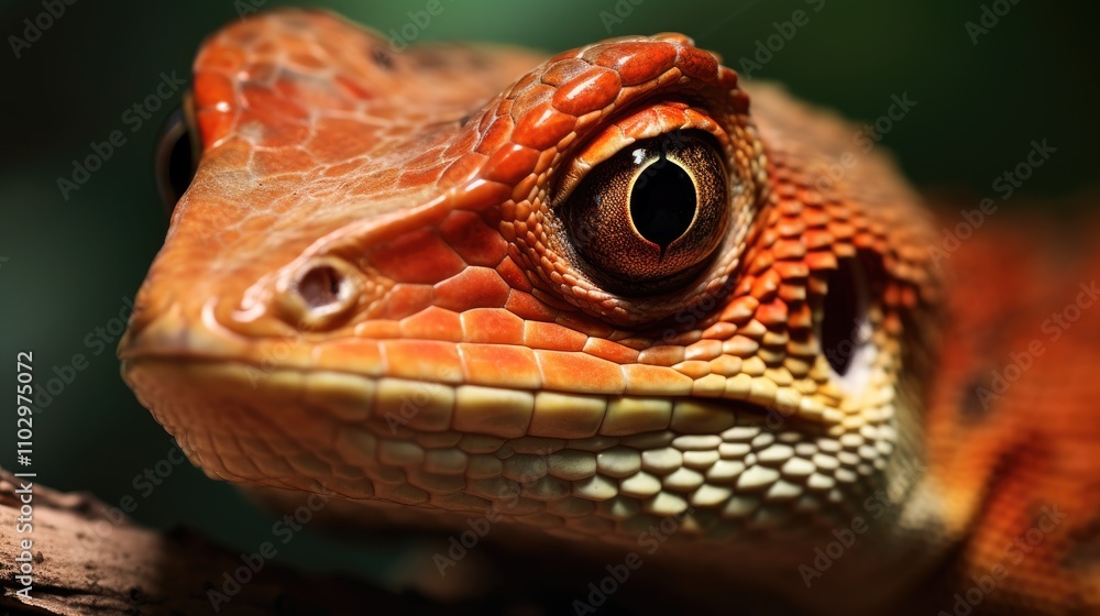 Poster detailed close-up of vibrant lizard showcasing intricate texture and colors highlighting its captiva