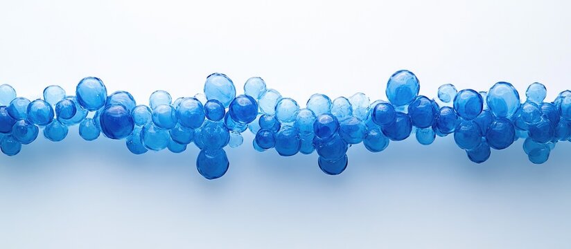 Phycocyanin beads showcasing protein interactions after immersion in calcium chloride solution on a clean background