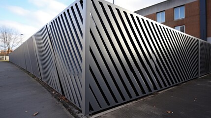 Modern steel diagonal fence with geometric patterns enhancing urban architecture and providing security in contemporary settings