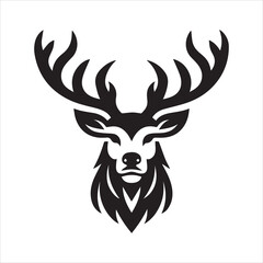 Deer head icon symbol vector illustration. Deer silhouette logo black and white. Deer logo vector template.
