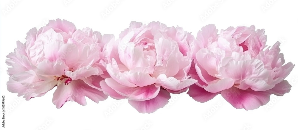 Poster pink peonies on white backdrop ideal for floral designs and message templates empty space for custom