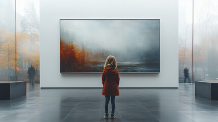 Fototapeta premium Child gazing intently at vibrant pictures, capturing the imagination and sparking curiosity in the young mind. The essence of childhood wonder and exploration.
