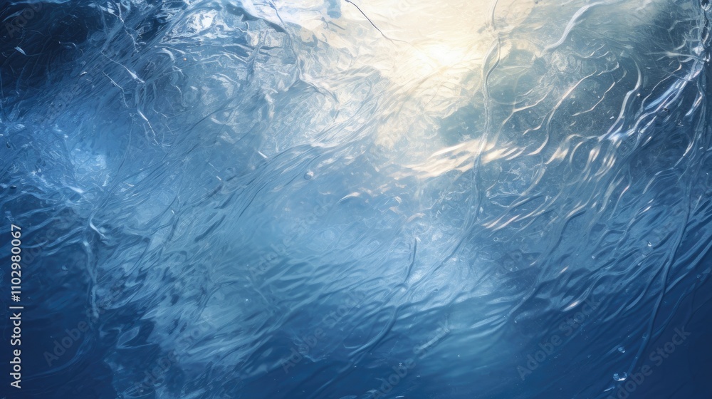 Poster abstract water splash texture with dynamic movement and light reflections in shades of blue and whit