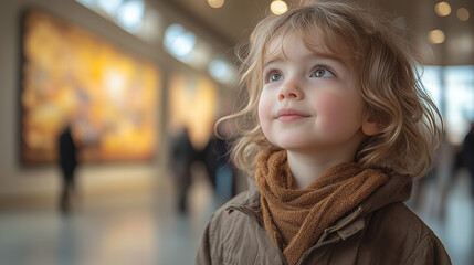 Fototapeta premium Child gazing intently at vibrant pictures, capturing the imagination and sparking curiosity in the young mind. The essence of childhood wonder and exploration.