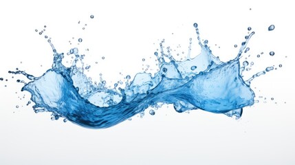 Obraz premium Dynamic blue water splash isolated on pristine white background showcasing fluid motion and vivid color for creative projects.