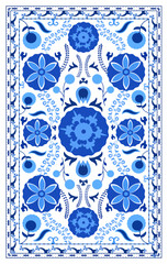 Suzani, vector seamless ethnic pattern with uzbek, turkish and kazakh motifs. in bright vibrant colors. texture for web, print, wallpaper, home decor, summer fall fashion textile, fabric, ceramic tile