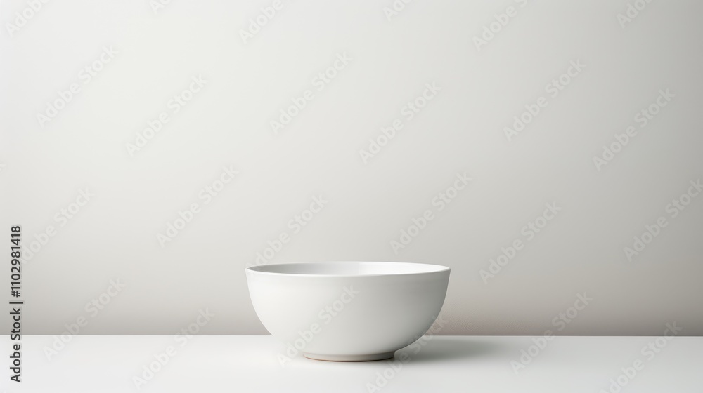 Aufkleber minimalistic design featuring an empty white bowl on a plain white background evoking simplicity and