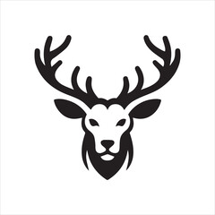 Naklejka premium Deer head icon symbol vector illustration. Deer silhouette logo black and white. Deer logo vector template. 