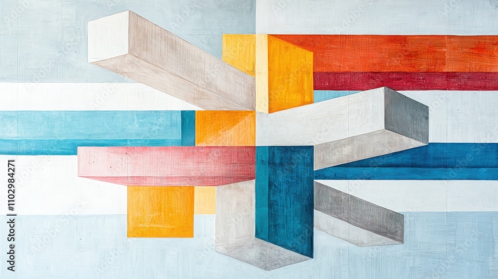 Aufkleber exploring abstract architectural forms with stacked rectangles by the coast visual art modern enviro