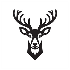 Naklejka premium Deer head icon symbol vector illustration. Deer silhouette logo black and white. Deer logo vector template. 