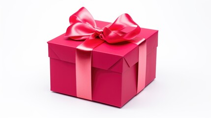 Obraz premium pink gift box with ribbon on a white background perfect for celebrations and special occasions in a festive setting