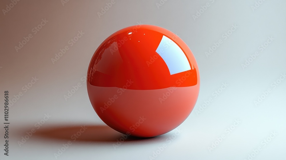 Poster glossy orange sphere on a neutral background showcasing light reflections and smooth texture ideal f
