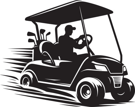 black golf cart driving fast clip art preview