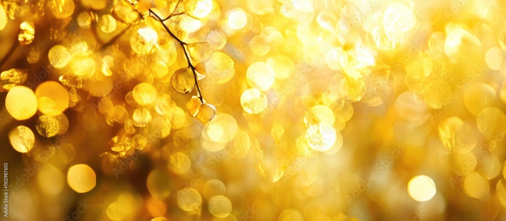 Poster golden bokeh lights abstract background creating a warm and enchanting atmosphere for creative proje