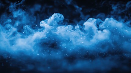 Soft ethereal blue smoke haze background with blurred texture and gentle highlights creating a mystical atmospheric effect.