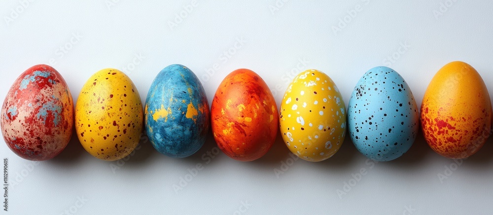 Aufkleber colorful easter eggs arranged on a white background creating a festive atmosphere with plenty of spa