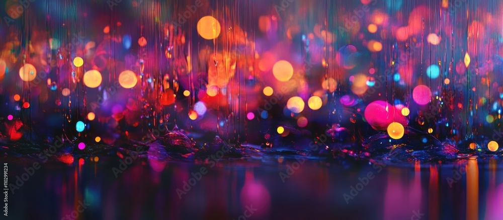 Poster vibrant abstract background with colorful bokeh lights and soft focus creating a dreamy, festive atm