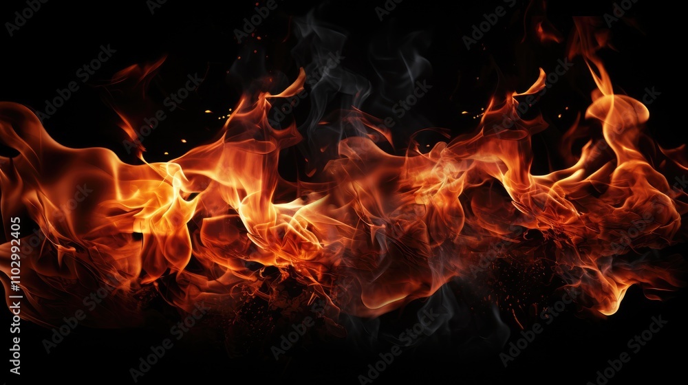 Aufkleber vivid flames dancing against a deep black background creating a dramatic and intense visual effect f