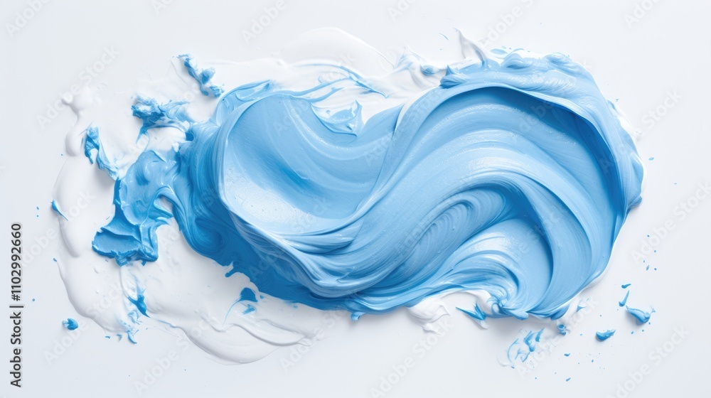 Poster blue modeling paste with foamy texture spread on a clean white surface ideal for artistic and creati