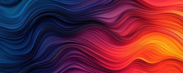 Obraz premium A vibrant wave pattern showcasing a blend of deep blue, purple, and fiery orange hues, creating an energetic and dynamic visual.