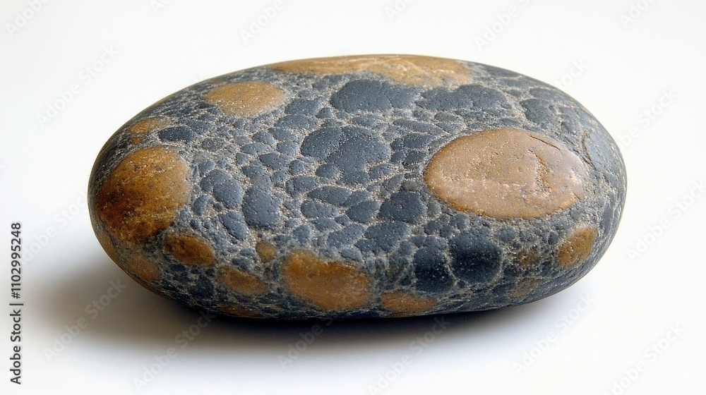 Poster textured stone pebble showcasing unique patterns and colors isolated on a clean white background for