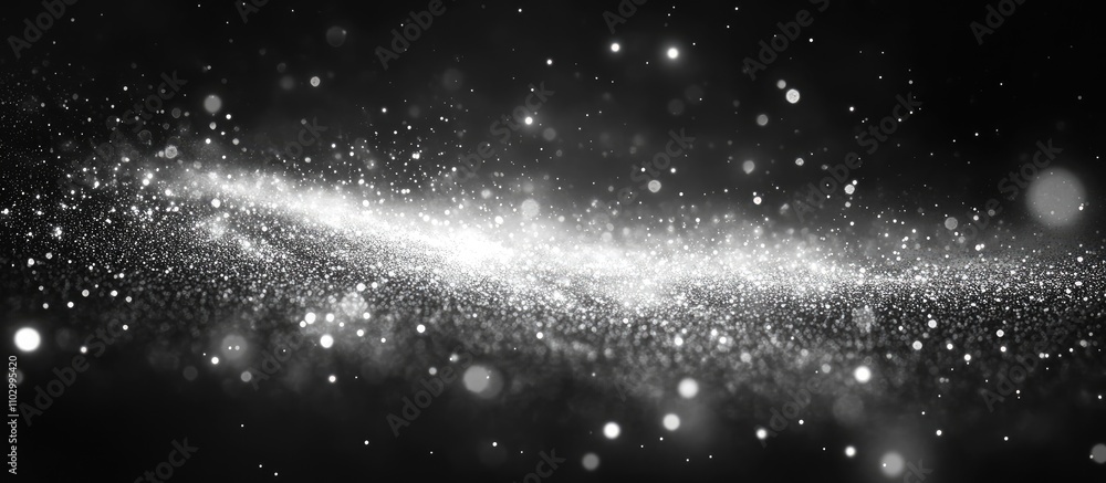 Poster elegant black and white abstract texture with shimmering silver glitter and bokeh effect creating a 