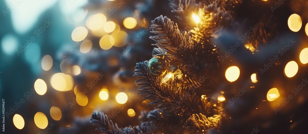 Poster bokeh of warm christmas tree lights creating a festive abstract background for holiday joy and new y