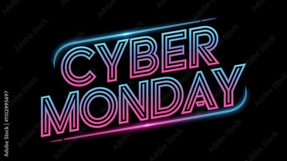 Aufkleber cyber monday text effect web banner design on a dark background