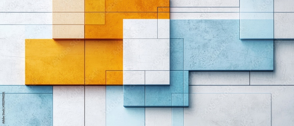 Poster exploring contemporary minimal design with ice blue rectangles in modern living spaces a visual jour