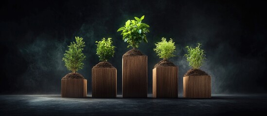 Wooden blocks with growing plants symbolizing professional development training concepts and the journey of personal growth and achievement