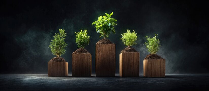 Wooden blocks with growing plants symbolizing professional development training concepts and the journey of personal growth and achievement