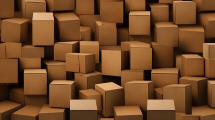 Cardboard boxes piled together creating a textured background for various design and packaging concepts