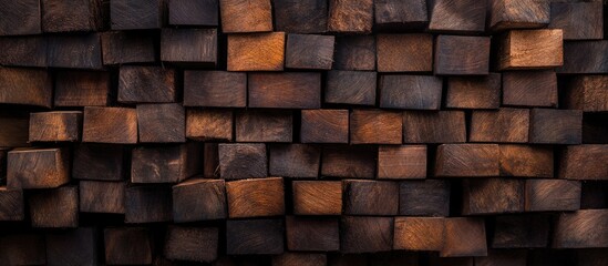 Fototapeta premium Natural timber stack showcasing the beauty of forestry and sustainable resource management in a rustic environment