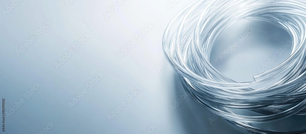 Poster coiled ethernet network cable on a white background symbolizing networking technology and communicat