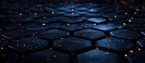 Close-up of black solar panel cells highlighting renewable energy technology and modern sustainable resource management against a dark backdrop.