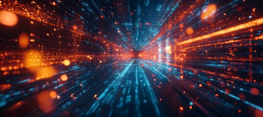 Naklejka premium Cyberspace warp time travel. Light speed teleport. Generative AI technology. 