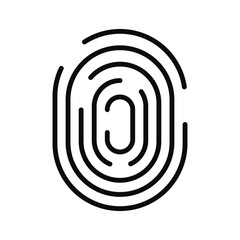 Finger print icon biometric id, unique scan, line signature on white background. Touch id identity, scanner. Fingerprints icon 