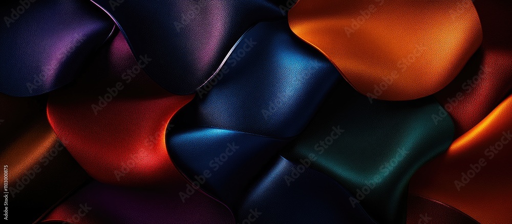 Poster leather mousepads showcasing a vibrant array of colors and textures emphasizing design textiles and 