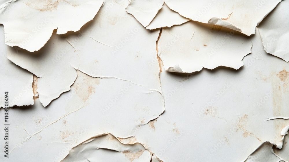 Poster vintage aged paper texture with torn edges and isolated spots for use in design and artistic project