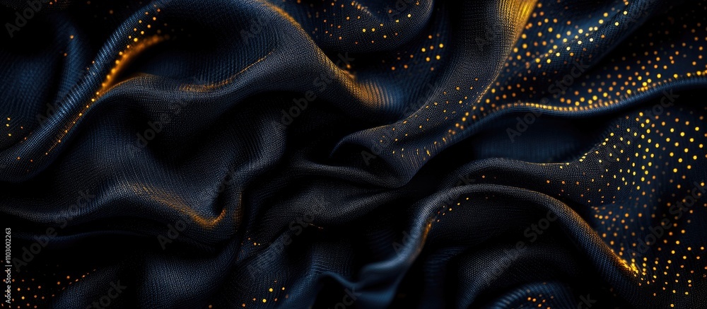Poster elegant abstract fabric texture with rich black and golden patterns for background and artistic desi