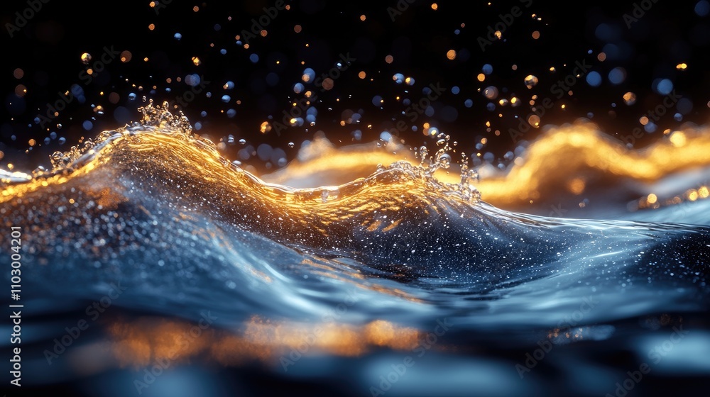 Poster majestic water splash with shimmering highlights creating a dynamic and vibrant visual effect agains