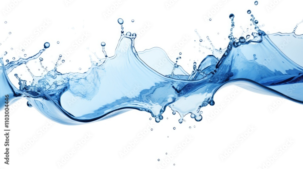 Poster dynamic water splash isolated on white background highlighting movement and fluidity suitable for br