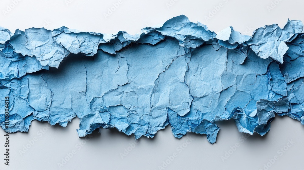 Aufkleber realistic pale blue torn paper with textured edges creating space for text against a clean white bac