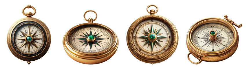 Vintage Compass Set on Transparent Background