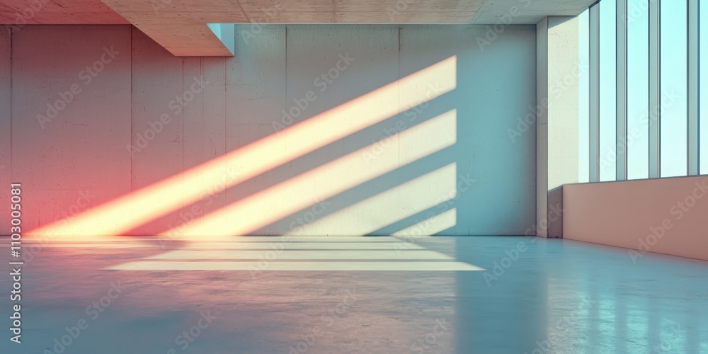 Poster modern architecture unique light play and striped elements in minimalist design